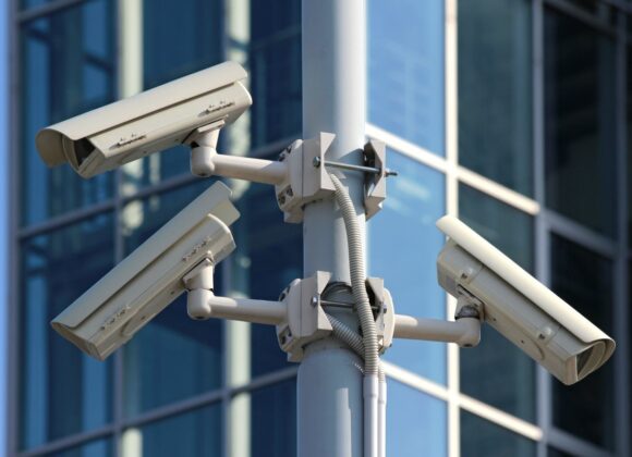 A set of CCTV Systems pointing to the street in Los Angeles, CA