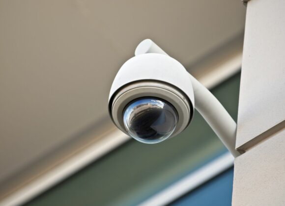 High tech overhead CCTV System at a government owned building in Los Angeles, CA