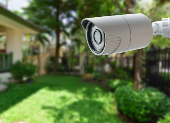 a backyard with a Surveillance Camera in Long Beach, Los Angeles, Glendale, Pasadena, Montebello, Alhambra, CA